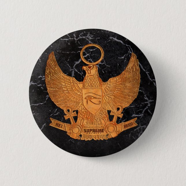 Supreme Royalty Het Heru Button (Blck ,Gold) (Front)