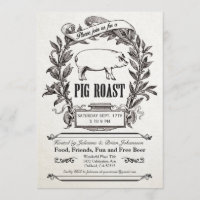 Supreme Vintage Pig Roast Invitations