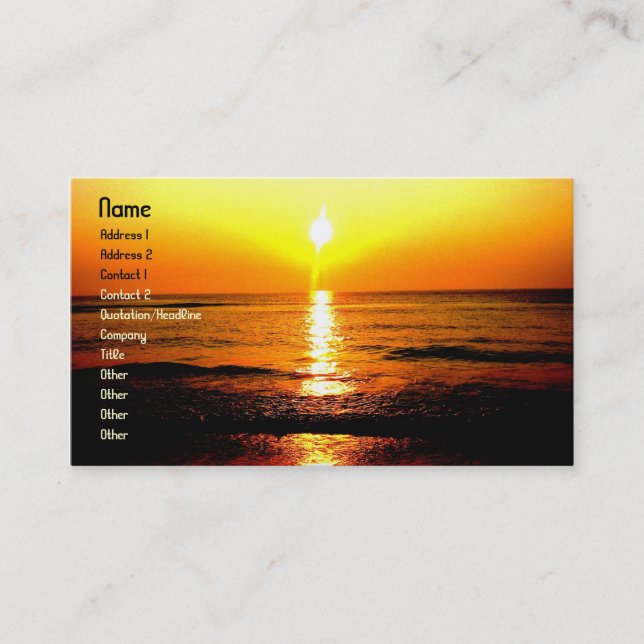 SupremeBeachsunrise, Name, Address 1, Address 2... Business Card (Front)