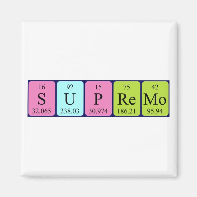 Supremo periodic table name magnet (Front)