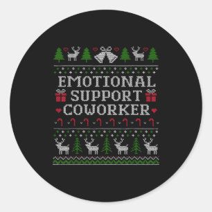 Suprt Coworker Retro Ugly Christmas Saying Quote  Classic Round Sticker