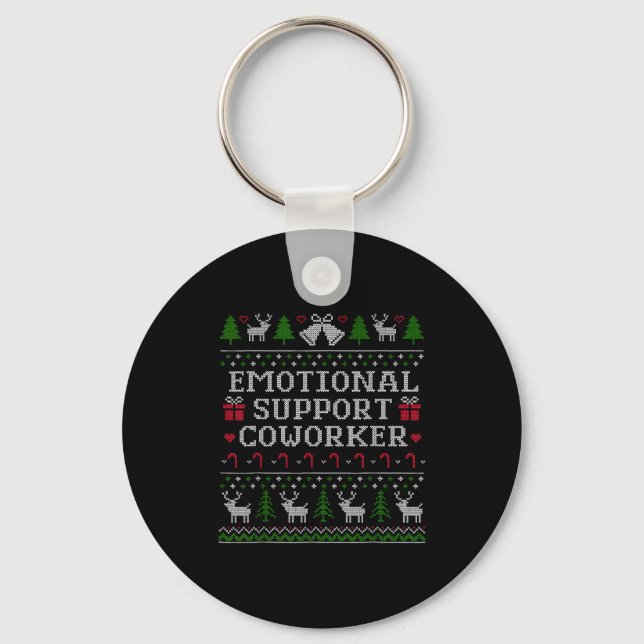 Suprt Coworker Retro Ugly Christmas Saying Quote  Key Ring (Front)