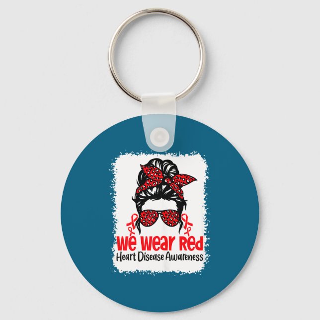 Suprt Heart Disease Awareness We Wear Red Tee Woma Key Ring (Front)