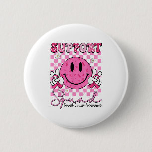 Suprt Squad Nk Ribbon Smile Face Breast Cancer Awa 6 Cm Round Badge