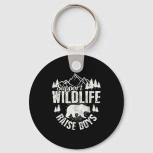 Suprt Wildlife Raise Boys Mom Dad Wild One Funny G Key Ring