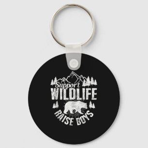 Suprt Wildlife Raise Boys Mom Dad Wild One Funny G Key Ring