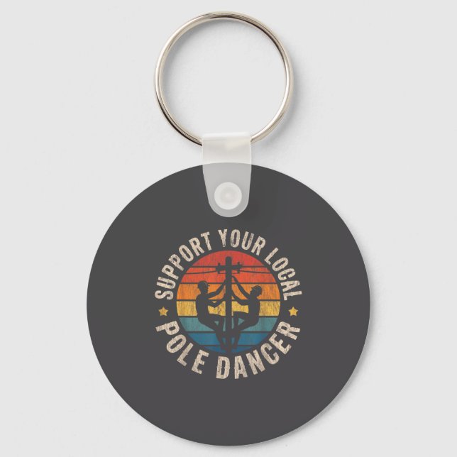 Suprt Your Local Le Dancer Lineman Retro Funny Hum Key Ring (Front)