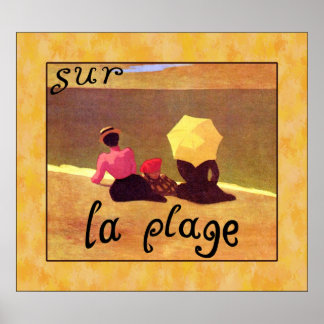 Sur la Plage ~ Vintage Art Poster