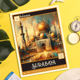 Surabaya, Indonesia   Vintage Painting Postcard