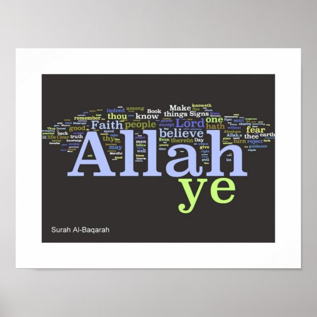 Surah Al-Baqarah Wordle Print (Front)