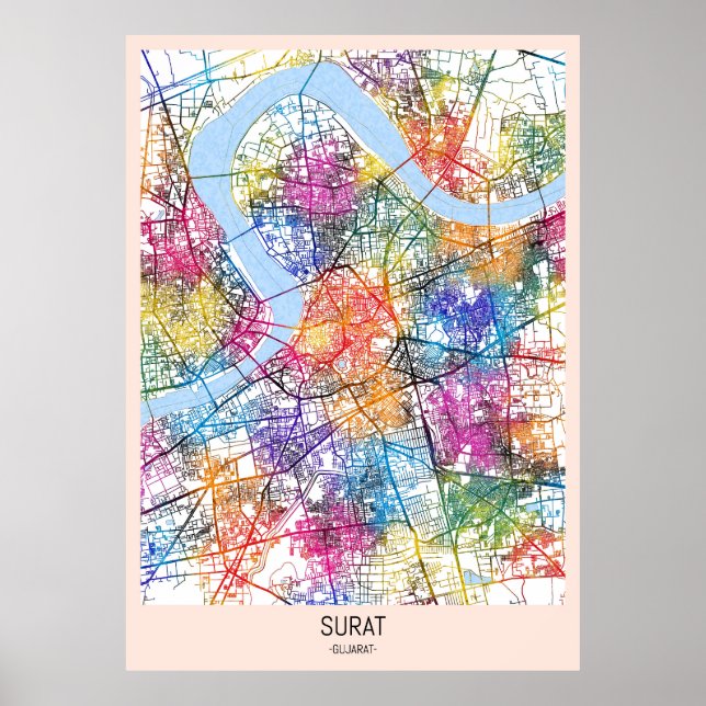 Surat Gujarat City Map Poster (Front)