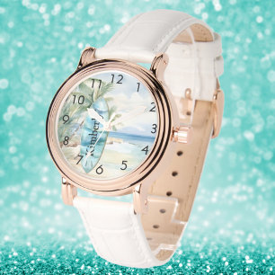 Surboard beach palm trees name watch