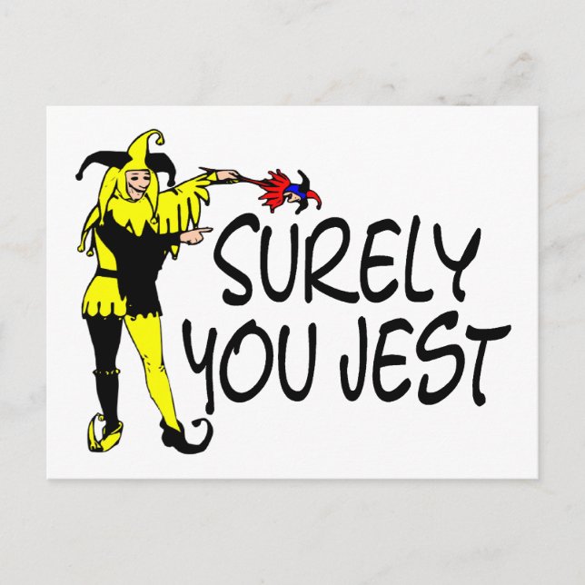 Surely You Jest Jester Postcard (Front)