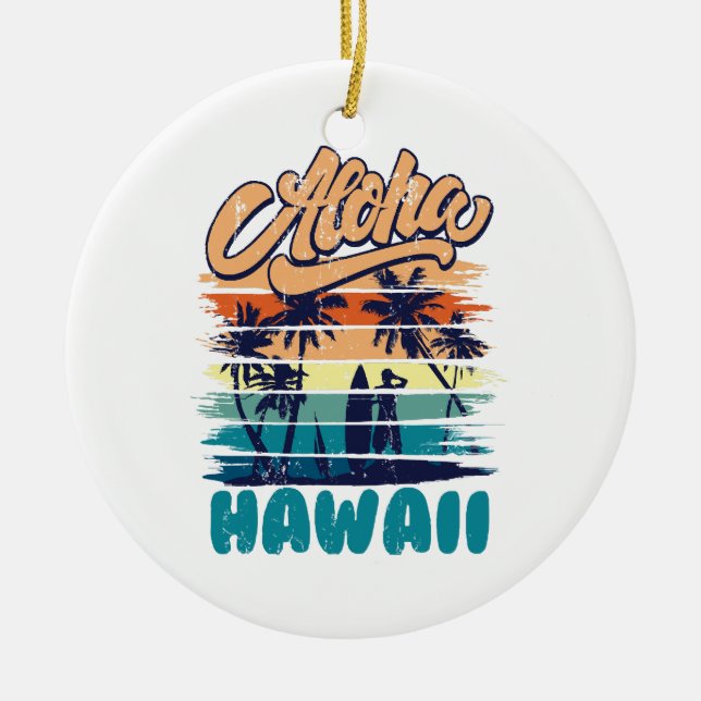 Surf - Aloha Hawaii Ceramic Tree Decoration (Front)