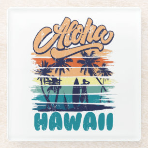 Surf - Aloha Hawaii Glass Coaster
