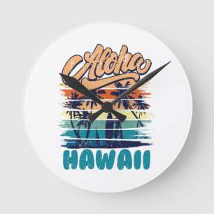 Surf - Aloha Hawaii Round Clock