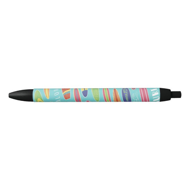 Surf Aloha Surfboard Pattern Black Ink Pen (Front)