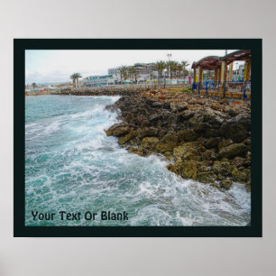 Surf And Rocks - Nahariya, Israel Poster