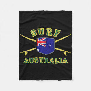 Surf Australia Vintage Surfboards Aussie Flag Surf Fleece Blanket