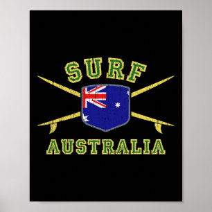 Surf Australia Vintage Surfboards Aussie Flag Surf Poster