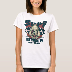 Surf Authority shark skull badge surfboard T-Shirt