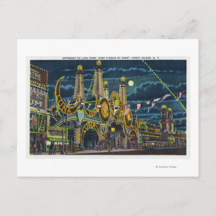 Surf Avenue View of Luna Park Entrance at Postcard