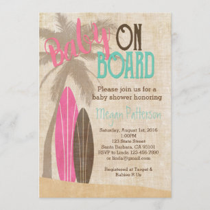 Surf Baby Shower Invitation Vintage Style Girl