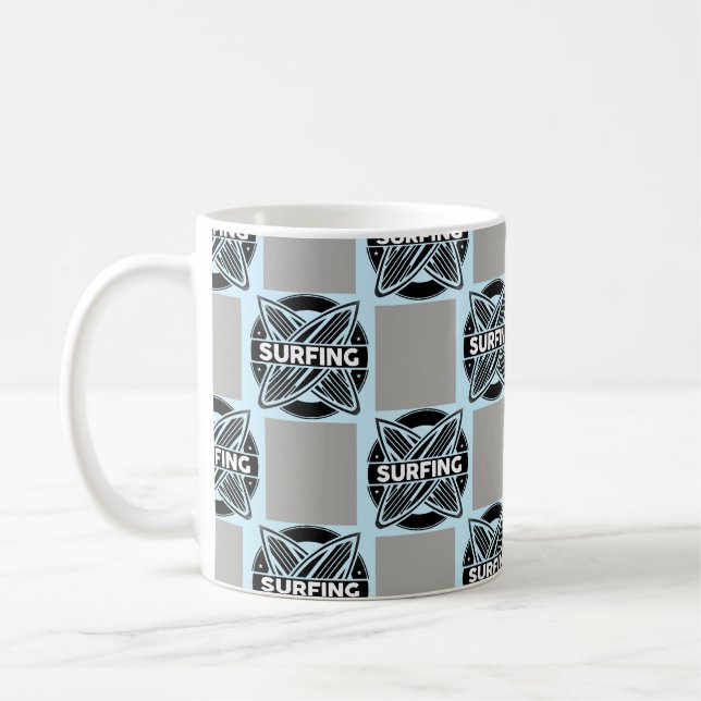 Surf Badge Pattern Coffee Mug (Left)