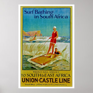 Surf Bathing in South Africa Poster