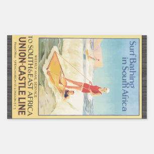 Surf Bathing In South Africa , Vintage Rectangular Sticker