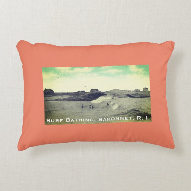 Surf Bathing, Warren's Point Beach, Little Compton Decorative Cushion (Front)