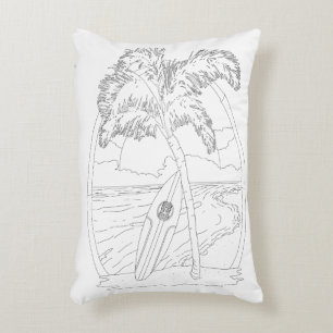 Surf Beach Adult Colouring Pillow