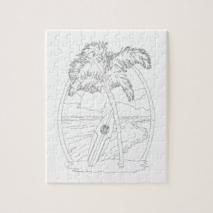 Surf Beach Adult Colouring Puzzle
