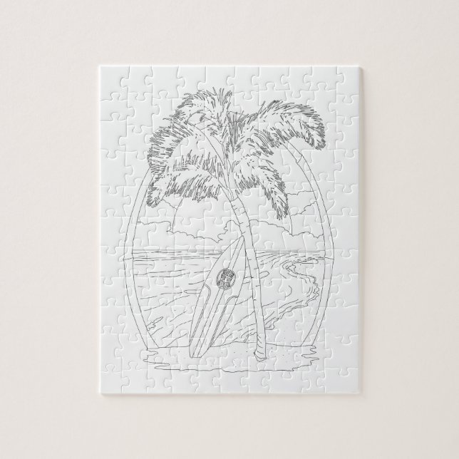 Surf Beach Adult Colouring Puzzle (Vertical)