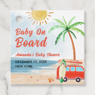 Surf Beach Baby On Board Baby Shower  Favour Tags