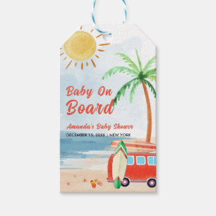 Surf Beach Baby On Board Baby Shower Gift Tags