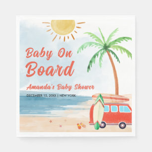 Surf Beach Baby On Board Baby Shower Napkin