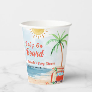 Surf Beach Baby On Board Baby Shower  Paper Cups