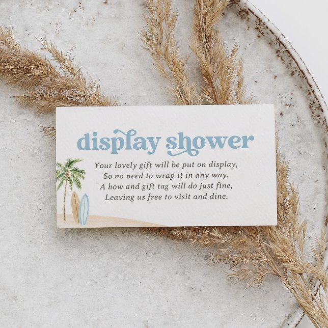Surf Beach Baby Shower Display Shower Enclosure Card (Creator Uploaded)