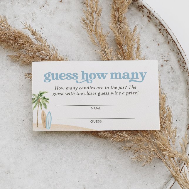 Surf Beach Baby Shower Guess How Many Enclosure Card (Creator Uploaded)