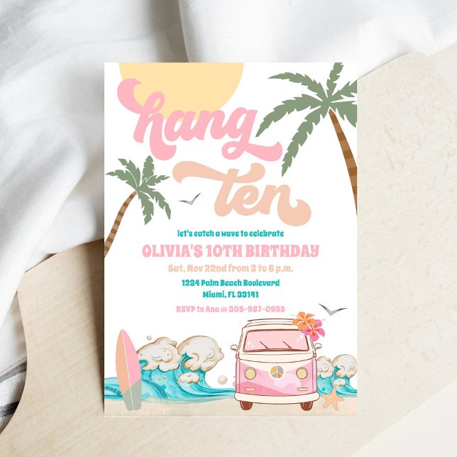 Surf Beach Birthday Party Invitation (Creator Uploaded)