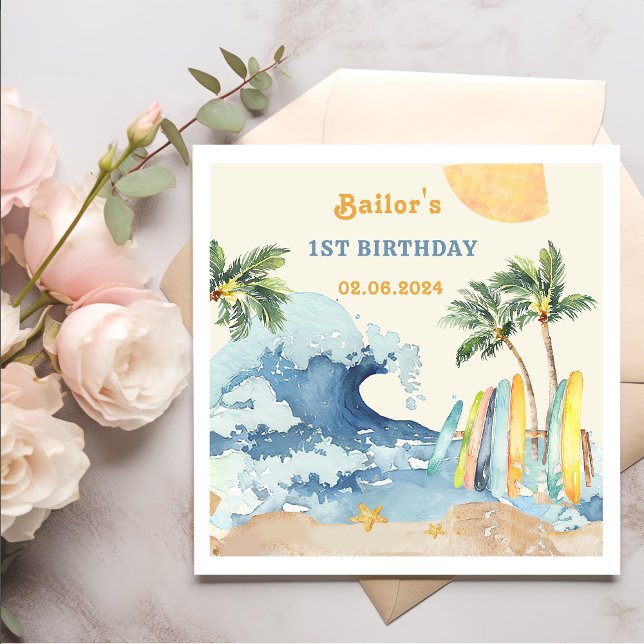 Surf Beach Birthday Party  Napkin (Creator Uploaded)