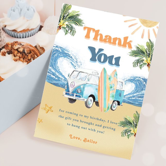  Surf Beach Birthday Party Thank You Card (Creator Uploaded)
