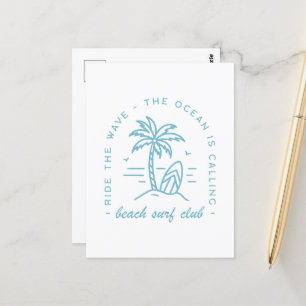 Surf beach club surfing ocean aesthetic quotes postcard