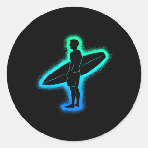 Surf Beach Surfboard Surfers Men Kids Boys Surfing Classic Round Sticker
