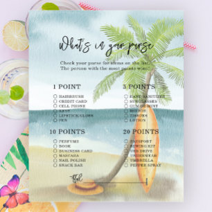 Surf beach - Whats in your purse baby shower