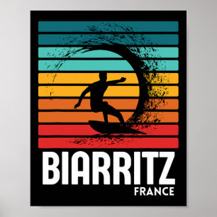 Surf Biarritz France Beach Vintage Retro Surfing M Poster