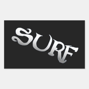 Surf black large rectangle stickers