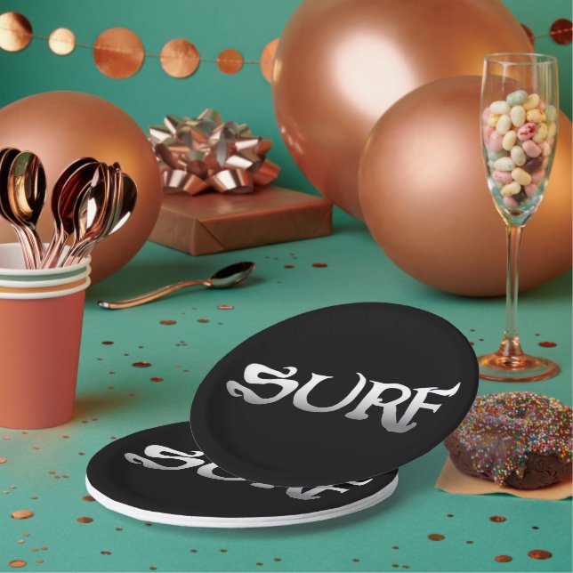 Surf black paper plates (Multi)