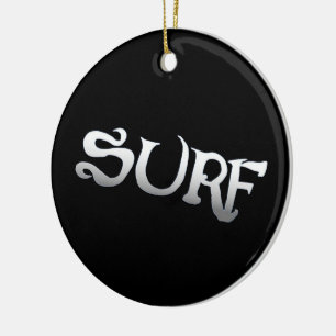 Surf black round ornament